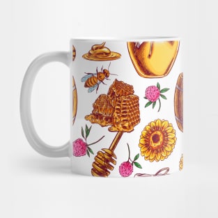 Honey pattern mask, yellow print mask Mug